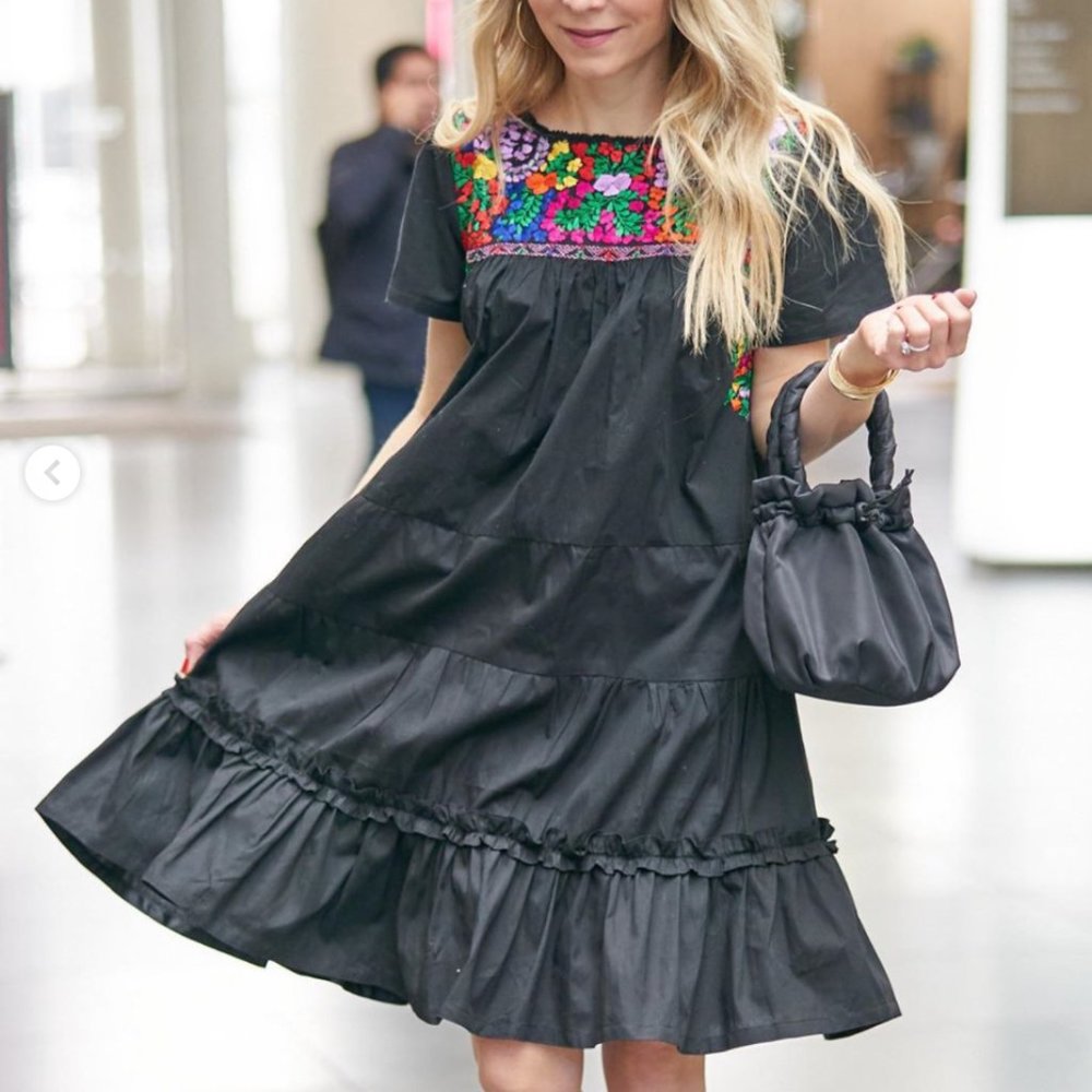 Mi Golondrina Silk Embroidered Pilar Dress 💕NWT